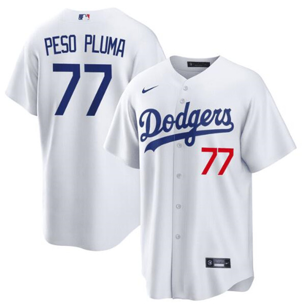 Youth Los Angeles Dodgers #77 Peso Pluma White Stitched Baseball Jersey